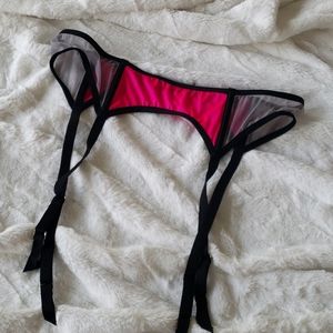 Hot pink get and black garter belt Victoria's secret